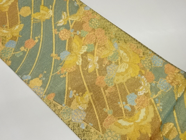 JAPANESE FUKURO OBI / REVERSIBLE / WOVEN BUTTERFLY